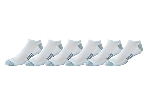 Amazon Essentials Herren Funktions-Sneaker-Sportsocken aus Baumwolle, Gepolstert, 6 Paar, Weiß, 38.5-46 von Amazon Essentials