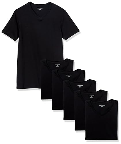 Amazon Essentials Herren Unterhemd mit V-Ausschnitt, 6er-Pack, Schwarz, XS von Amazon Essentials