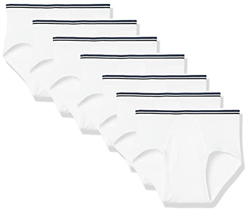 Amazon Essentials Herren Baumwoll-Slip ohne Etikett, 7er-Pack, Weiß, L von Amazon Essentials