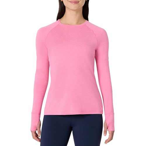 Amazon Essentials AE - Active Damen Superweiches Stretch-Performance-Langarm-Shirt mit Rundhalsausschnitt, Rosa Space-dye, S von Amazon Essentials