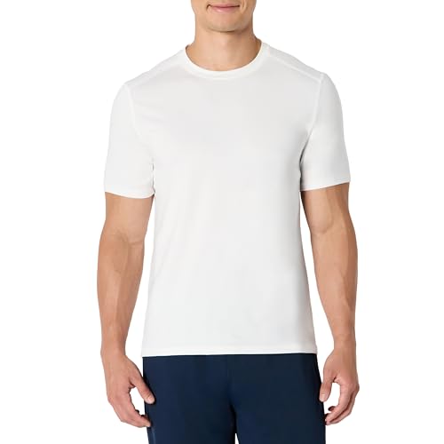 Amazon Essentials Herren Kurzärmeliges Tech-Stretch-T-Shirt, Weiß, XL von Amazon Essentials