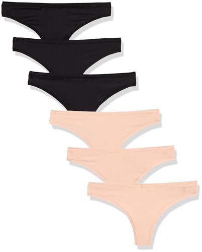 Amazon Essentials Damen Mikrofaser-Unterwäsche (Hipster & String, auch in großen Größen erhältlich), 6er-Pack, Helles Blütenblatt/Schwarz, 40 von Amazon Essentials