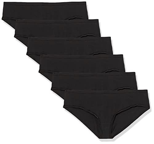 Amazon Essentials Damen Hipster-Unterwäsche Baumwolle, 6er-Pack, Schwarz, 36 von Amazon Essentials