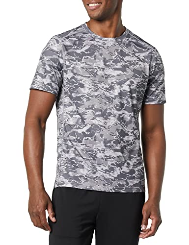 Amazon Essentials Herren Kurzärmeliges Tech-Stretch-T-Shirt, Grau Abstrakt, 3XL von Amazon Essentials