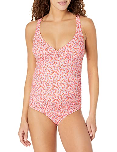 Amazon Essentials Damen Umstands-Badeanzug mit V-Ausschnitt, Blasser Pfirsich Mikrofloral, 42 von Amazon Essentials