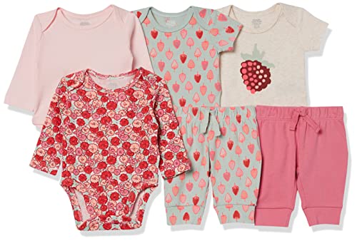 Amazon Essentials Unisex Baby Layette Outfit-Sets Baumwolle, 6er-Pack, Mehrfarbig/Floral/Strawberries, 24 Monate von Amazon Essentials