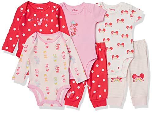 Amazon Essentials Disney | Marvel | Star Wars Baby Mädchen 6-teiliges Outfit-Set, 6er-Pack, Minnie Rainbow Chaser, 24 Monate von Amazon Essentials