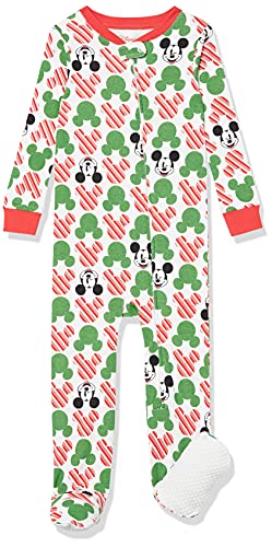 Amazon Essentials Disney | Marvel | Star Wars Unisex Baby Eng anliegende Baumwoll-Schlafanzüge, Mickey Holiday - Footed Sleeper, 24 Monate von Amazon Essentials