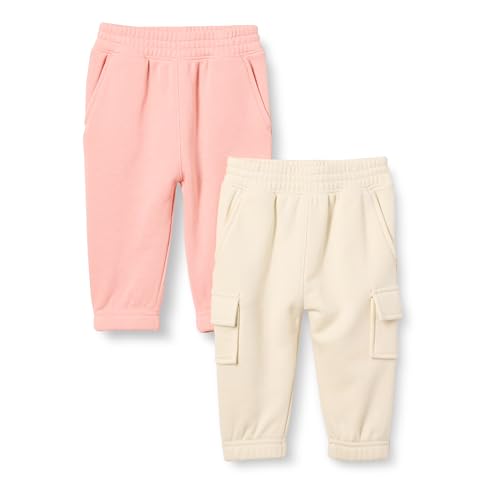 Amazon Essentials Baby Jungen Cargo-Jogginghose, 2er-Pack, Beige/Pfirsich, 0-3 Monate von Amazon Essentials