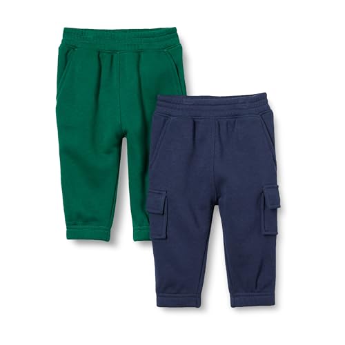Amazon Essentials Baby Jungen Cargo-Jogginghose, 2er-Pack, Grün/Marineblau, 18 Monate von Amazon Essentials
