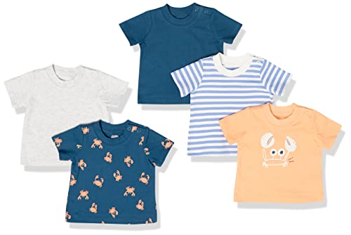 Amazon Essentials Baby Jungen Kurzärmeliges T-Shirt, 5er-Pack, Blau Meereswelt, Frühchen von Amazon Essentials