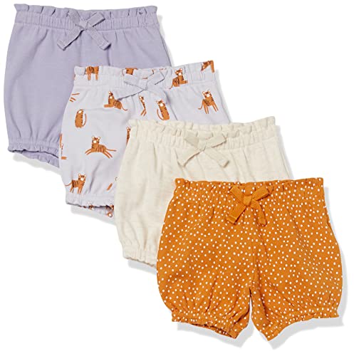 Amazon Essentials Baby Mädchen Pumpshorts, 4er-Pack, Elfenbein/Gold Punkte/Lila/Tiger, 24 Monate von Amazon Essentials