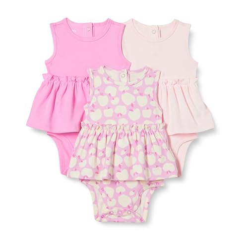Amazon Essentials Baby Mädchen Ärmellose Bodysuit-Kleider, 3er-Pack, Rosa/Äpfel, 18 Monate von Amazon Essentials