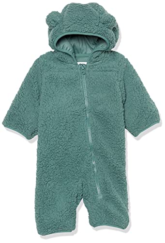 Amazon Essentials Unisex Baby Baby-Schneeoverall aus Sherpa-Fleece, Dunkles Salbeigrün, 6-9 Monate von Amazon Essentials