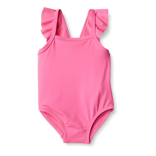 Amazon Essentials Baby Mädchen Einteiliger Badeanzug mit Rüschen, Intensive Rosa, 12 Monate von Amazon Essentials
