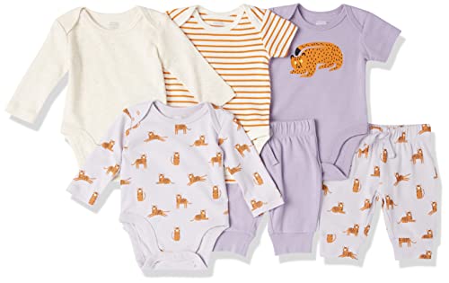 Amazon Essentials Unisex Baby Layette Outfit-Sets Baumwolle, 6er-Pack, Gepard/Mehrfarbig/Streifen/Tiger, 24 Monate von Amazon Essentials