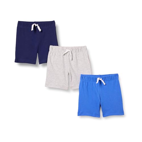 Amazon Essentials Unisex Baby Baumwollshorts Zum Schlüpfen, 3er-Pack, Blau/Grau Meliert/Marineblau, Frühchen von Amazon Essentials