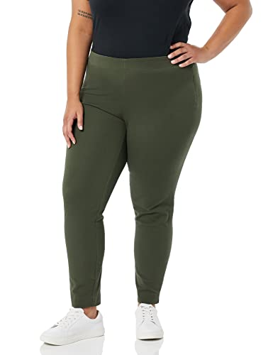 Amazon Essentials Damen Knöchelhose mit Bi-Stretch und seitlichem Reißverschluss in schmaler Passform, Dunkelgrün, 42 von Amazon Essentials