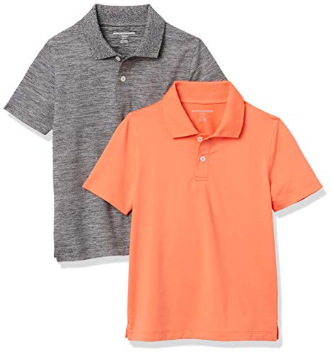 Amazon Essentials Jungen Active-Funktions-Poloshirts, 2er-Pack, Orange/Grau, 5 Jahre von Amazon Essentials