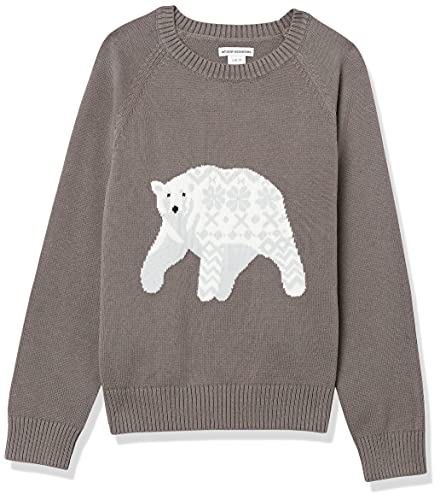 Amazon Essentials Jungen Pullover mit Rundhalsausschnitt, Kohlegrau Weiß Eisbär, 5 Jahre von Amazon Essentials