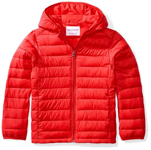 Amazon Essentials Jungen Leichte, Wasserabweisende, verstaubare Kapuzenjacke, Rot, 6-7 Jahre von Amazon Essentials