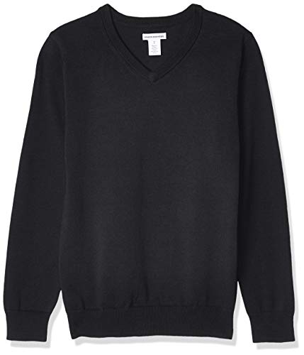 Amazon Essentials Jungen Uniform Pullover aus Baumwolle mit V-Ausschnitt, Schwarz, 4 Jahre von Amazon Essentials