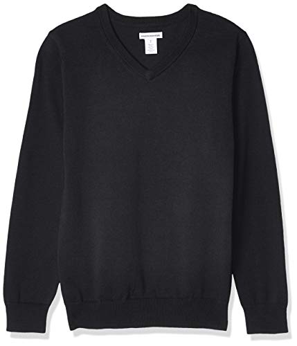 Amazon Essentials Unisex Kinder Pullover aus Baumwolle mit V-Ausschnitt, Uniform, Schwarz Heide, 4 Jahre Amazon Essentials Unisex Kinder Pullover aus Baumwolle mit V-Ausschnitt, Uniform, Schwarz Heide, 4 Jahre von Amazon Essentials