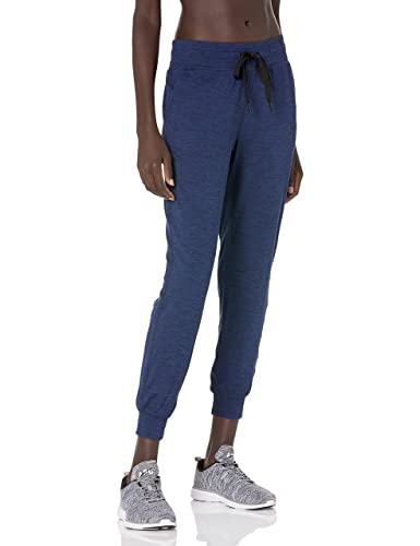 Amazon Essentials Damen Jogginghose aus Angerautem Tech-Stretch (Erhältlich in Übergröße), Marineblau Space-dye, L von Amazon Essentials