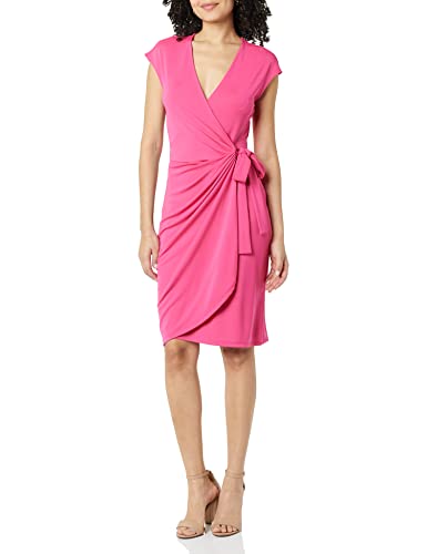 Amazon Essentials Damen Klassisches Wickelkleid mit Flügelärmeln (erhältlich in Übergröße), Dunkelrosa, XXL von Amazon Essentials