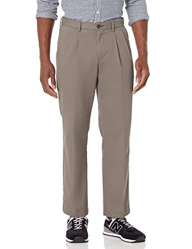 Amazon Essentials Herren Knitterfreie Chinohose mit klassischer Passform und Bügelfalte (erhältlich in Big & Tall), Dunkelbraun, 34W / 29L von Amazon Essentials