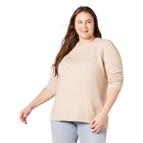 Amazon Essentials Damen Soft-Touch-Langarmpullover Mit Rundhalsausschnitt In Klassischer Passform (Erhältlich In Übergröße), Beige, 3XL Große Größen von Amazon Essentials