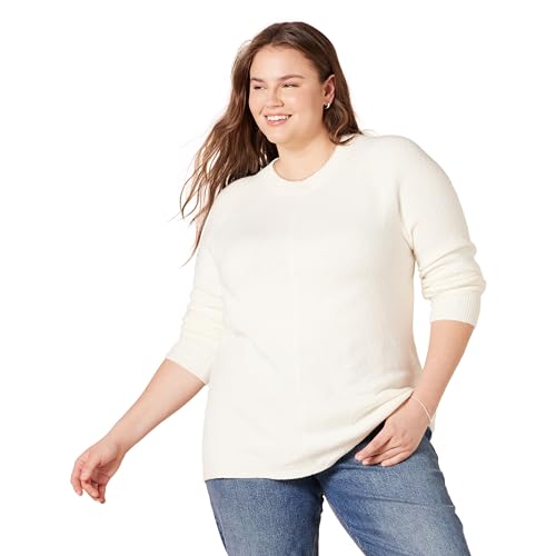 Amazon Essentials Damen Soft-Touch-Langarmpullover Mit Rundhalsausschnitt In Klassischer Passform (Erhältlich In Übergröße), Elfenbein, XL Große Größen von Amazon Essentials