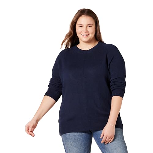 Amazon Essentials Damen Soft-Touch-Langarmpullover Mit Rundhalsausschnitt In Klassischer Passform (Erhältlich In Übergröße), Marineblau, 5XL Große Größen von Amazon Essentials