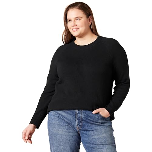 Amazon Essentials Damen Soft-Touch-Langarmpullover Mit Rundhalsausschnitt In Klassischer Passform (Erhältlich In Übergröße), Schwarz, XL Große Größen von Amazon Essentials