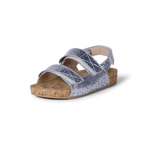 Amazon Essentials Cork Sandals, Silberfarbener Glitzer, 2 Little Kid von Amazon Essentials