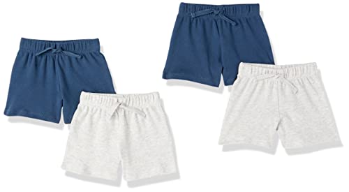 Amazon Essentials Unisex Baby Baumwollshorts Zum Schlüpfen, 4er-Pack, Grau Meliert/Hellgrau/Marineblau/Verwaschenes Marineblau, 18 Monate von Amazon Essentials