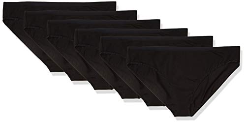 Amazon Essentials Damen Bikinihose aus Baumwolle (in Übergröße erhältlich), 6er-Pack, Schwarz, 40 von Amazon Essentials