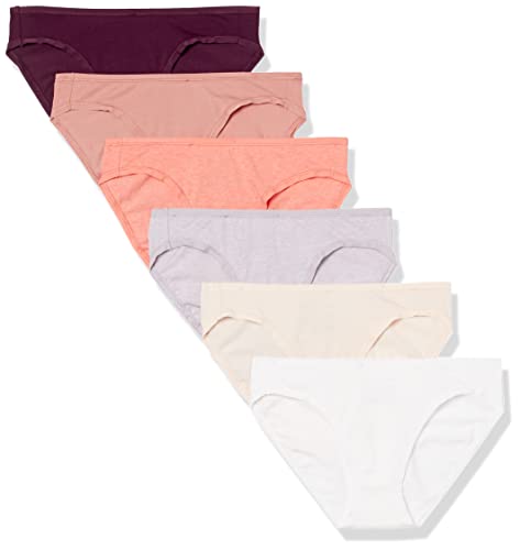 Amazon Essentials Damen Bikinihose aus Baumwolle (in Übergröße erhältlich), 6er-Pack, Neutral Shades, 38 von Amazon Essentials