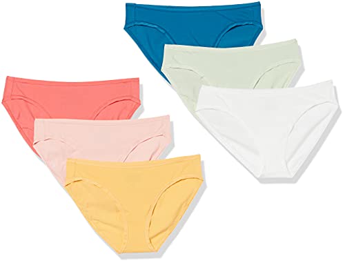 Amazon Essentials Damen Bikinihose aus Baumwolle (in Übergröße erhältlich), 6er-Pack, Hübsche Bunte Tupfen, 40 von Amazon Essentials