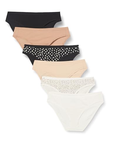 Amazon Essentials Damen Bikinihose aus Baumwolle (in Übergröße erhältlich), 6er-Pack, Floral/Mehrfarbig, 40 von Amazon Essentials