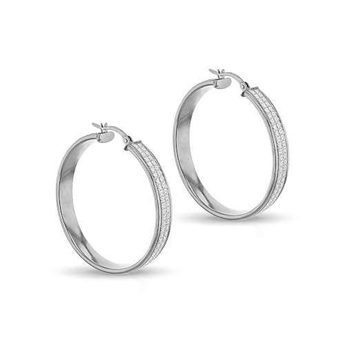 Amazon Essentials Creolen aus rhodiniertem Sterlingsilber, Sternenstaub-Design von Amazon Essentials