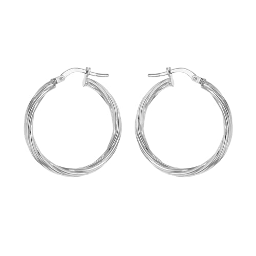 Amazon Essentials Creolen aus rhodiniertem Sterlingsilber, gedrehtes Design von Amazon Essentials