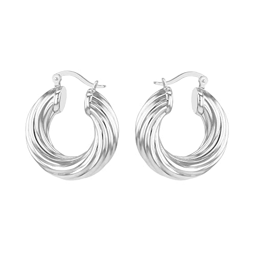Amazon Essentials Creolen aus rhodiniertem Sterlingsilber, gedrehtes Elektroform-Design von Amazon Essentials