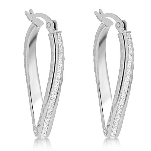 Amazon Essentials Creolen aus rhodiniertem Sterlingsilber, gedrehtes ovales Sternenstaub-Design von Amazon Essentials