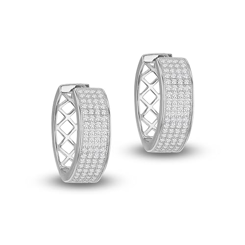 Amazon Essentials Creolen aus rhodiniertem Sterlingsilber mit Zirkonia, 4-reihig von Amazon Essentials