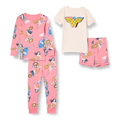 Amazon Essentials DC Unisex Kinder Eng anliegende Baumwoll-Schlafanzüge, Wonder-Woman-Posen – Kinder, 2 Jahre von Amazon Essentials