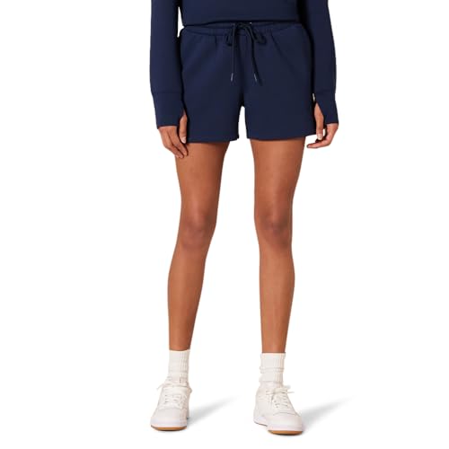 Amazon Essentials Damen 10 cm Lange Active-Sweat-Shorts mit normaler Passform und hoher Taille, Marineblau, XS von Amazon Essentials