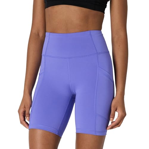 Amazon Essentials Damen Active Sculpt Feuchtigkeitsableitende Bikershorts Mit Hoher Taille Und Taschen, Purpur, L von Amazon Essentials