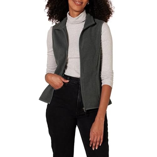 Amazon Essentials Damen Ärmellose Polar Soft Fleece-Weste Mit Klassischer Passform (Erhältlich In Übergröße), Dunkelgrau Meliert, S von Amazon Essentials