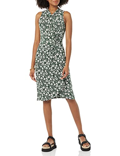 Amazon Essentials Damen Ärmelloses Kleid In Wickeloptik mit Crossover-Twistausschnitt, Dunkelgrün Floral, XL von Amazon Essentials